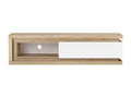 Meuble TV 1 tiroir et 1 niche avec LEDs en MDF - Naturel et Blanc laqué - Boislis TETR24387