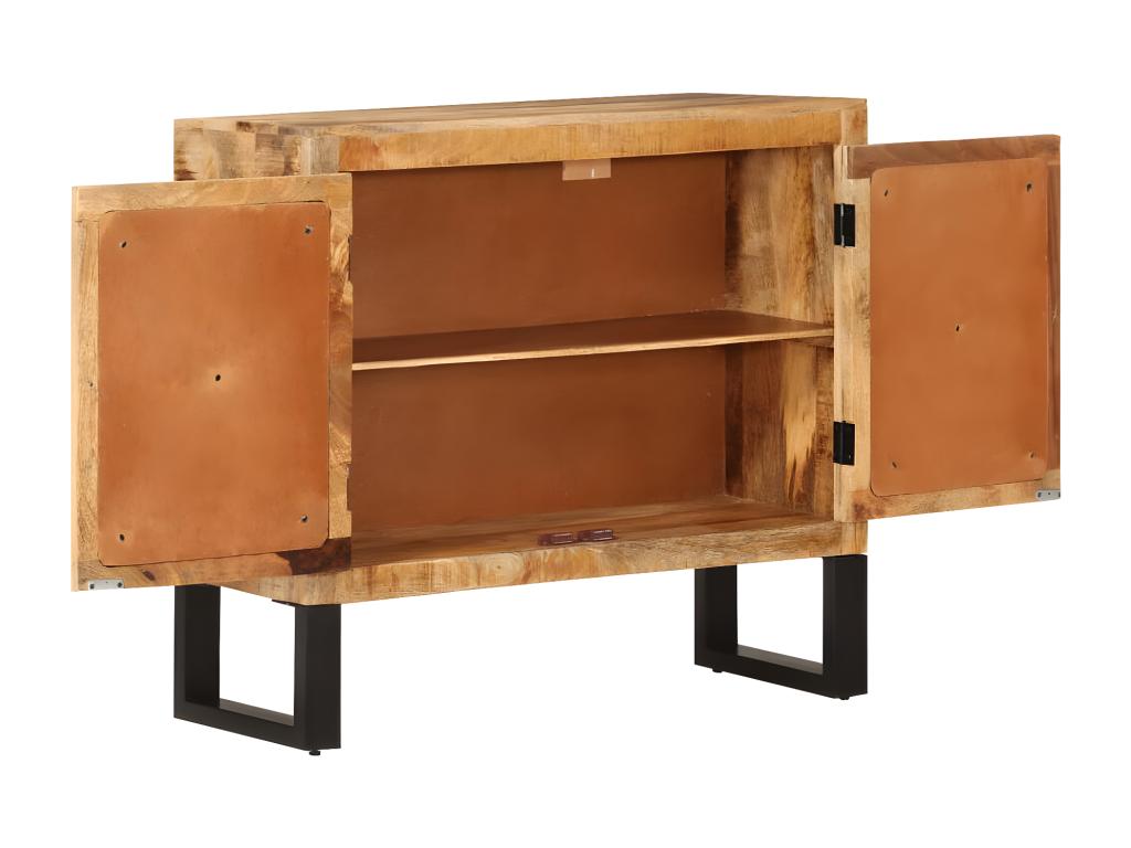 Buffet 80x30x71 cm bois de manguier brut massif et métal CLKW30086