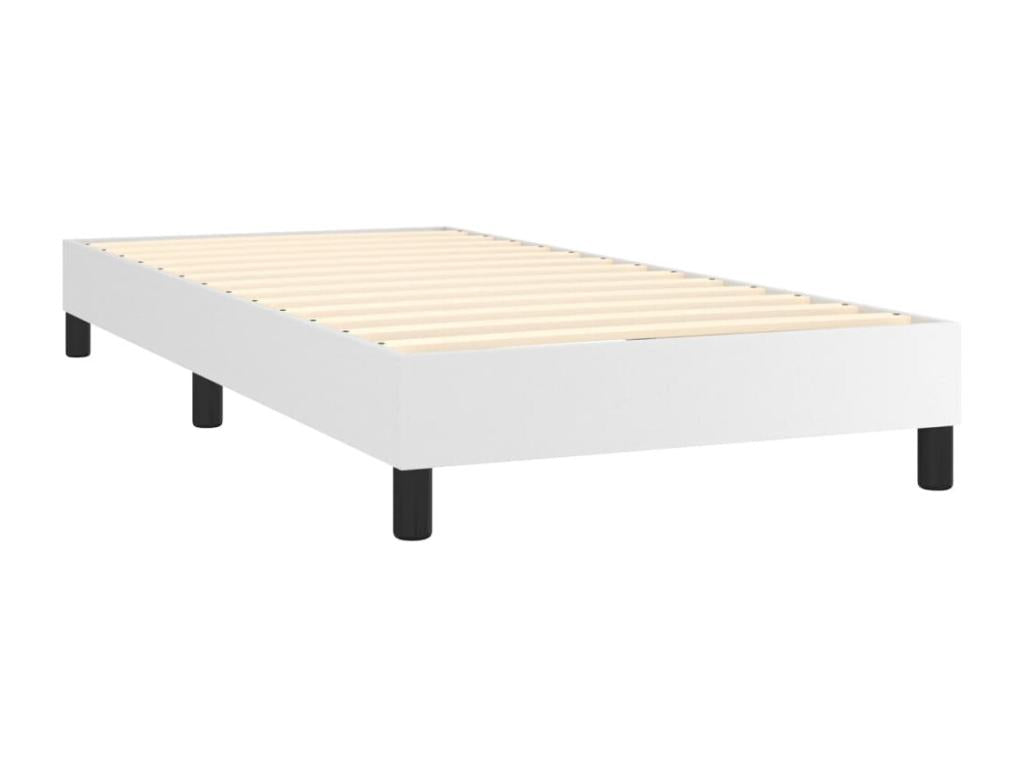 Sommier à Boislis de lit avec matelas Blanc 90x200 cm Similicuir RPJA56896