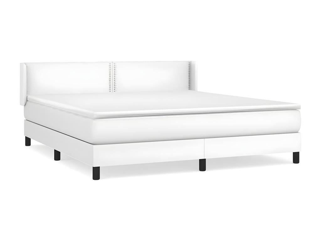 Sommier à Mobenze de lit avec matelas Blanc 160x200 Similicuir HUIW63961