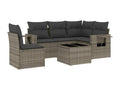 Salon de jardin 6 pcs avec coussins noir résine tressée INCL98101