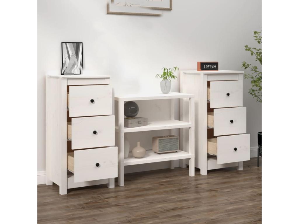 Buffets 2 pcs blanc 40x35x80 cm bois massif de pin BVSU42750
