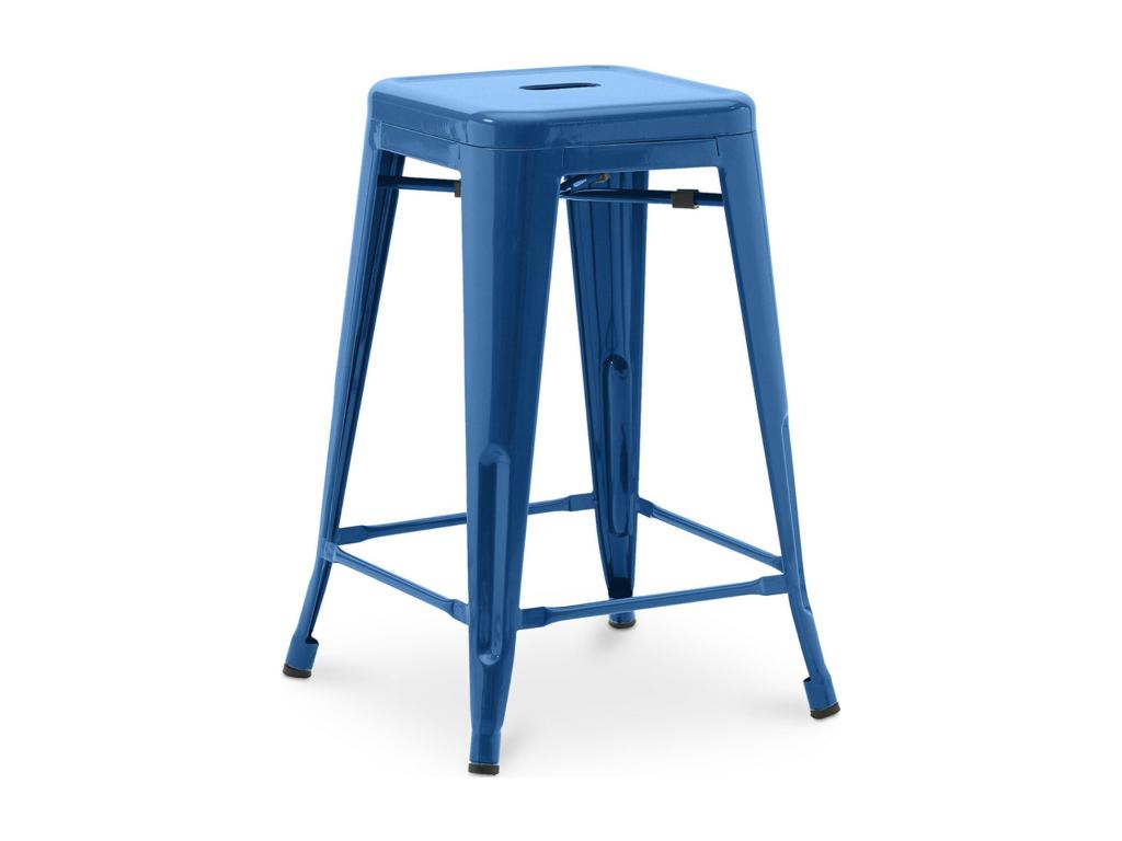 Tabouret industriel acier brillant renforcé Boislis 60cm --Couleur Bleu foncé SKPT48997