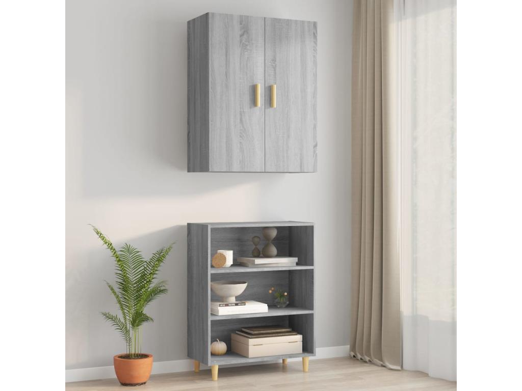 Armoire murale suspendue Boislis gris 69,5x34x90 cm WWRA87543