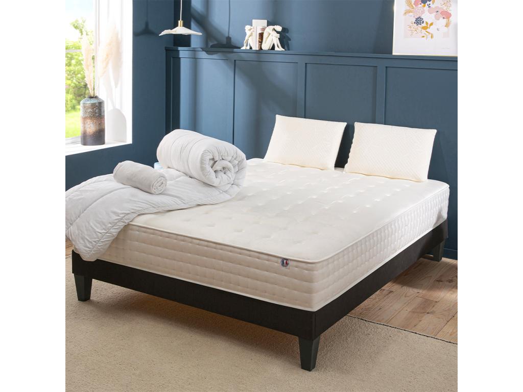 Boislis LITERIE - Pack Prêt à dormir CHÂTELET 140x200 cm - Matelas Mémoire de forme Sommier Accessoires GJQJ39751
