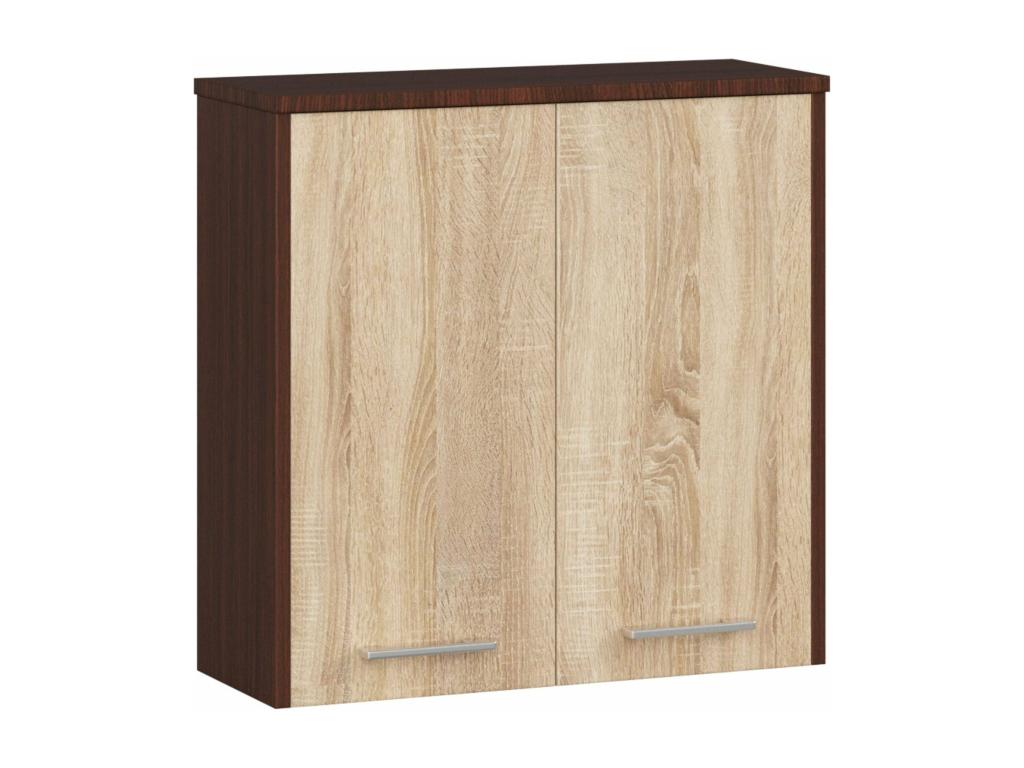 armoire salle de bains marron 60x22x60 cm 2 portes façade chêne Boislis BVCX20388