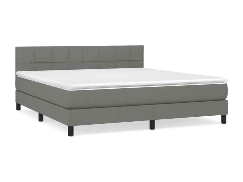 Lit à sommier tapissier avec matelas Gris foncé 160x200cm Tissu WASN14932