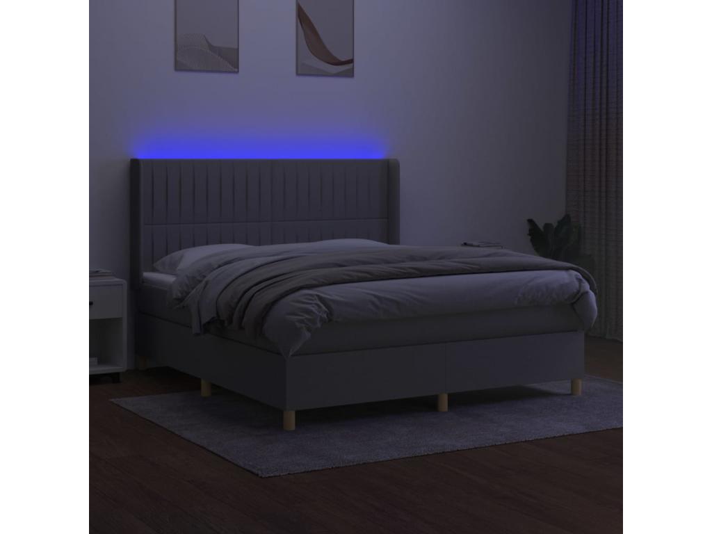 Sommier à Boislis de lit matelas LED Gris clair 160x200 cm Tissu ZRDG93202