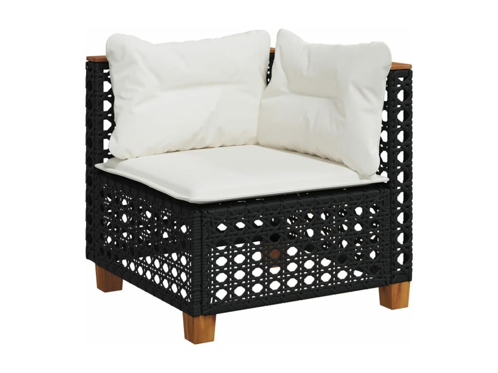 Salon de jardin 7 pièces avec coussins noir résine tressée JNJL12670