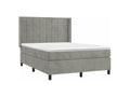 Sommier à Boislis de lit et matelas Gris clair 140x190 Velours WOWR06709