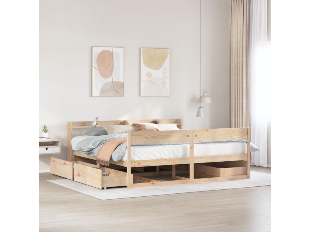 Cadre de lit sans matelas 180x200 cm bois massif de pin FSNF87558