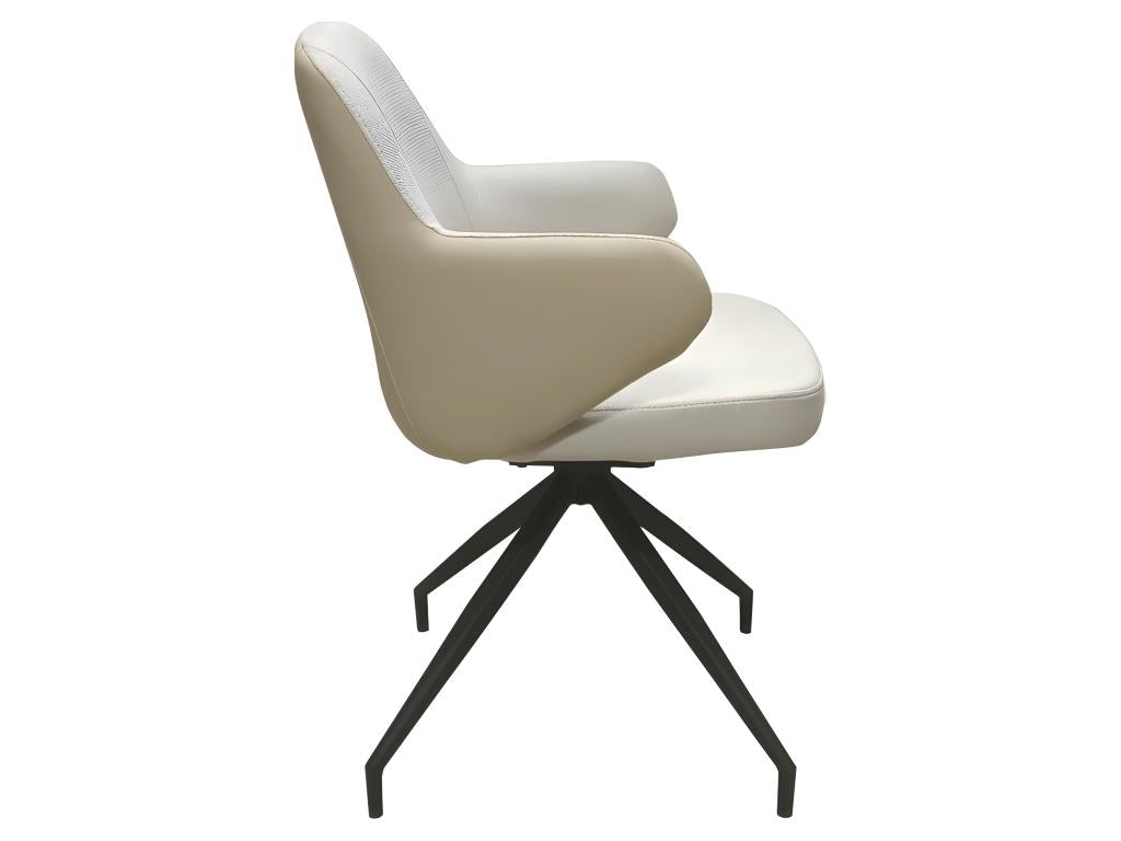 Lot de 2 chaises rotatives 180 tissu chiné et simili beige - Boislis CMZV35633