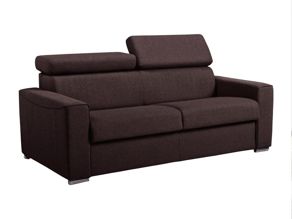 Canapé 2 places convertible express en tissu marron - couchage 120 cm - Matelas 14 cm avec mémoire de forme Boislis DPDR50710