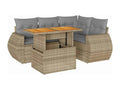 Salon de jardin avec coussins 5 pièces beige résine tressée OIUC11280