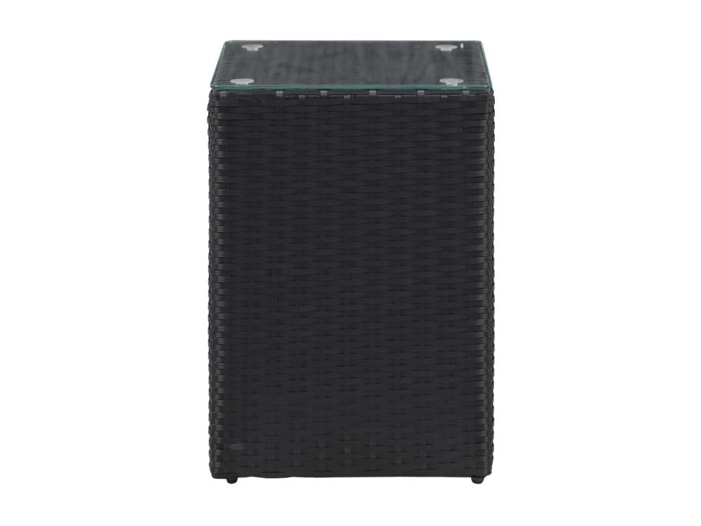 Table d'appoint à dessus en verre Noir 35x35x52 cm Poly rotin BEIM29169