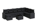 Salon de jardin 9 pièces avec coussins noir résine tressée XLDS32037
