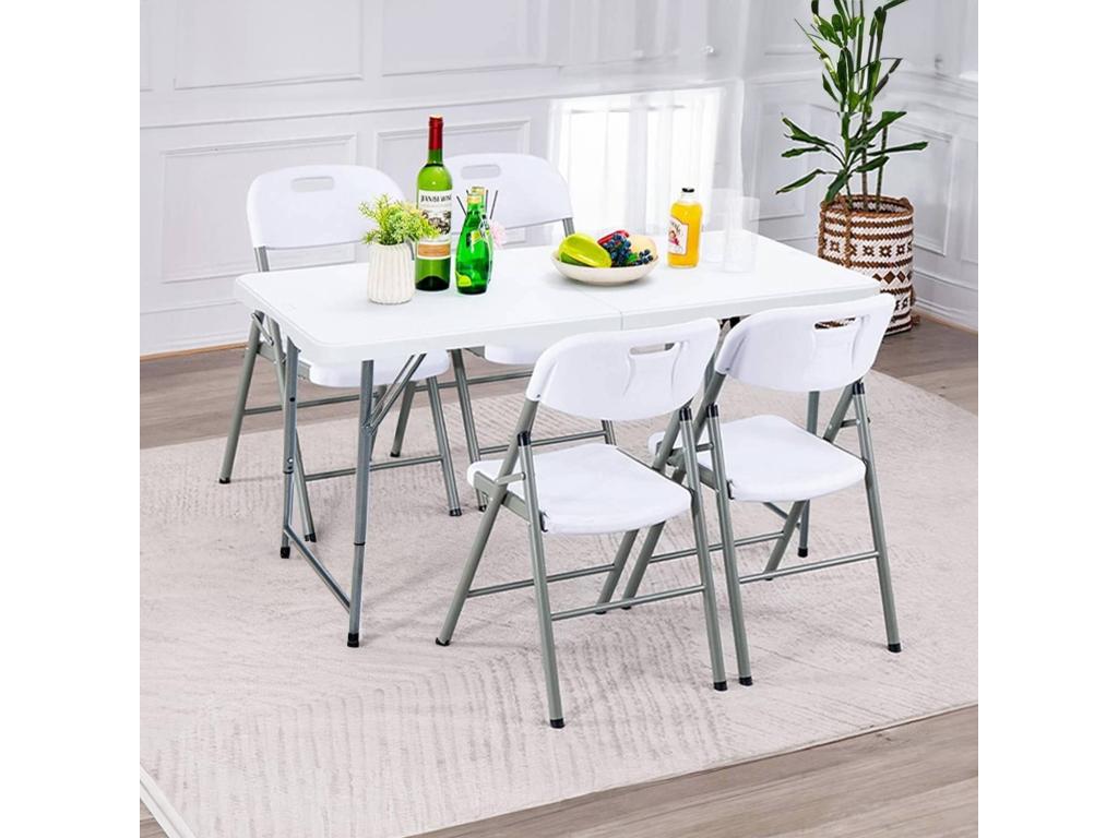 Pack 4 Chaises Pliantes avec Poignée 47x58x87cm Blanc 7house GKDQ08371