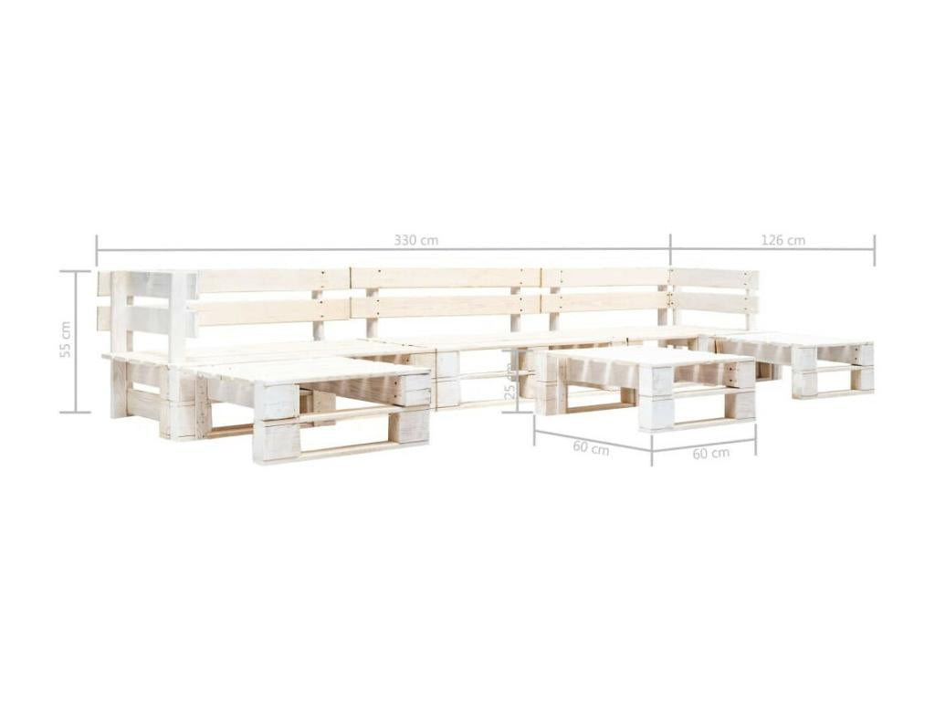 Salon de jardin palette 6 pcs Bois Blanc 11 GWII59809