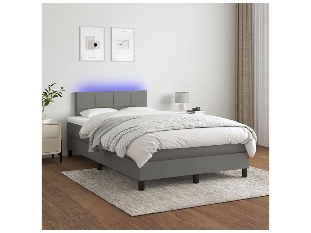 Sommier à Boislis de lit et matelas et LED Gris foncé 120x200 JDPR54361