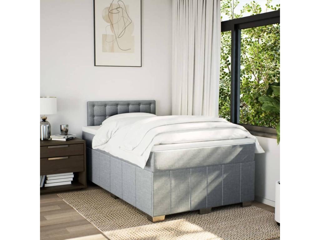 Sommier à Boislis de lit avec matelas Gris clair 120x200cm Tissu UZTP48246