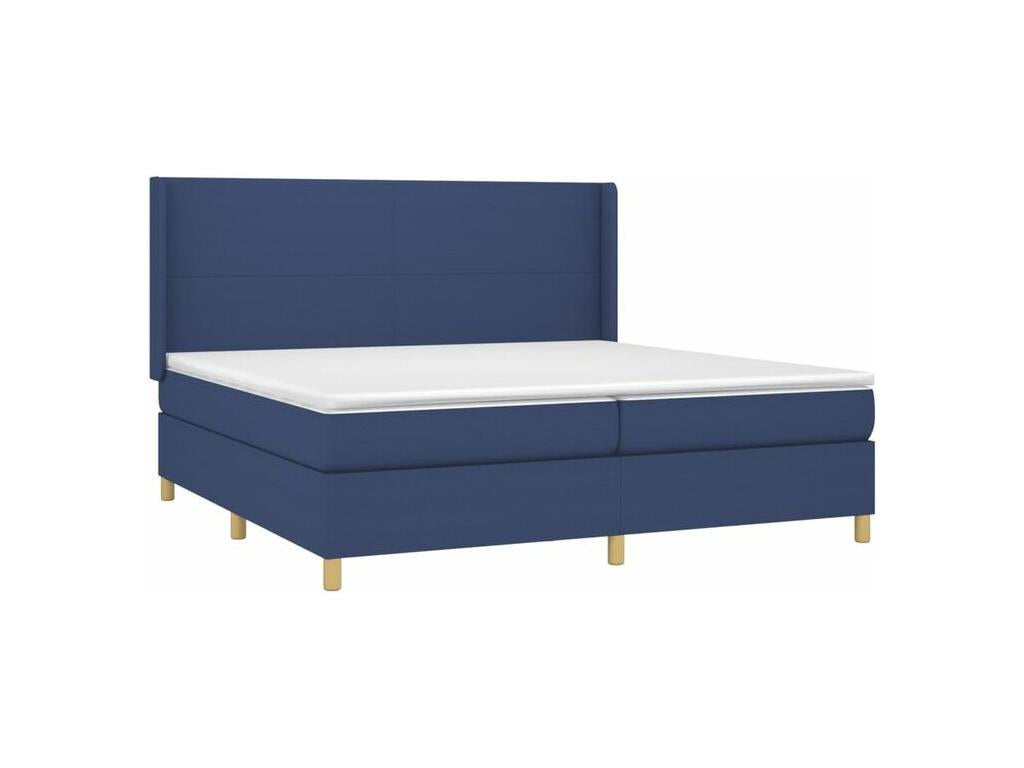 Sommier à Boislis de lit avec matelas Bleu 200x200 Tissu OAZJ10541