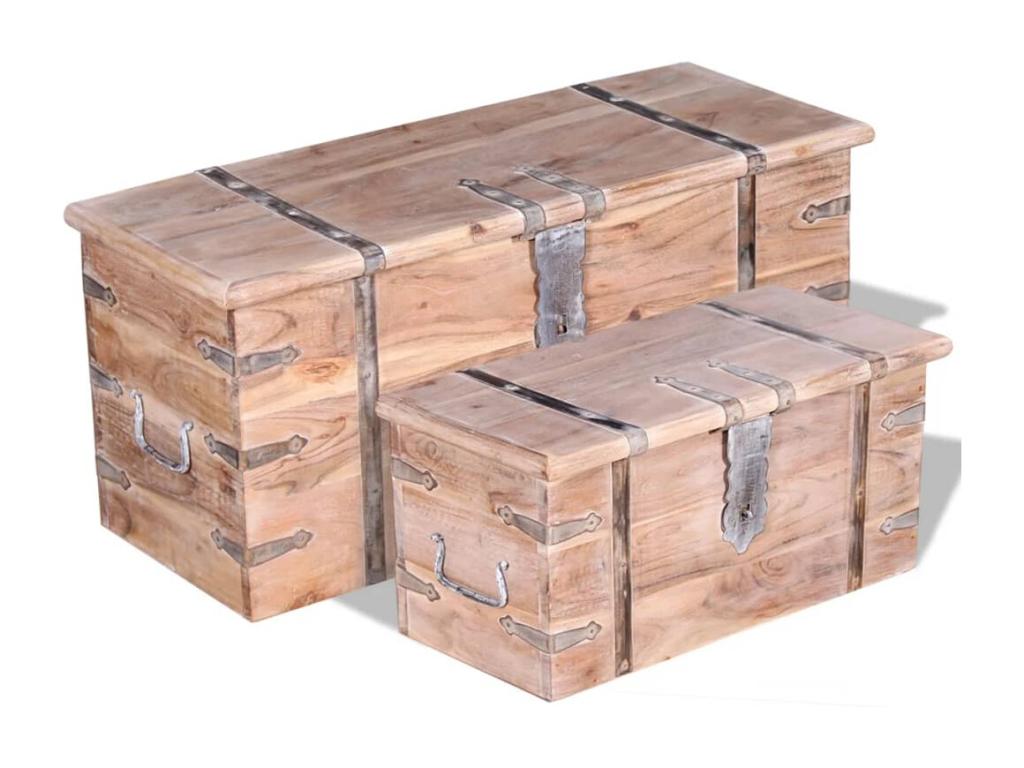 Ensemble de deux coffres de rangement Bois d'Boislis VQOE51306