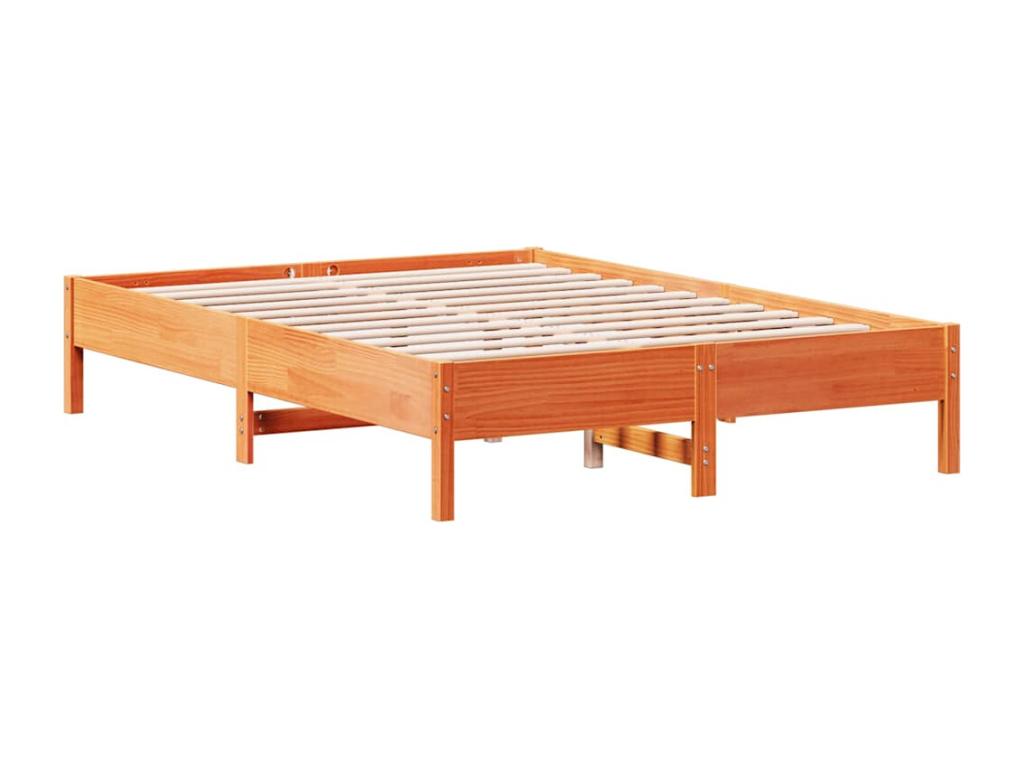 Lit bibliothèque sans matelas cire marron 120x190cm pin massif KZDH51844