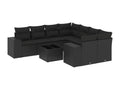 Salon de jardin 9 pcs avec coussins noir résine tressée WDJJ20962