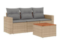 Salon de jardin avec coussins 4 pièces méBoislis beige résine tressée MJMW60642