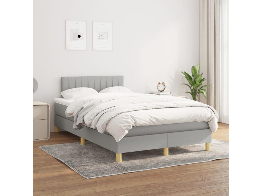 Lit à sommier tapissier avec matelas Gris clair 120x200cm Tissu OYEC38238