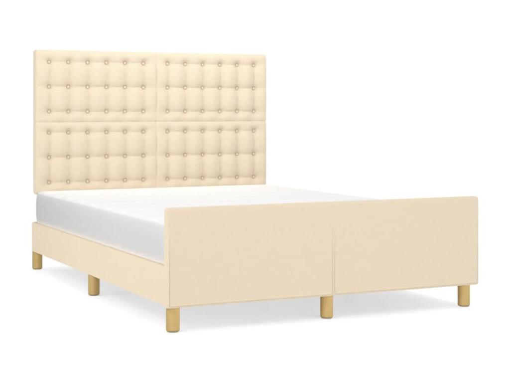 Cadre de lit sans matelas crème 140x190 cm tissu NPQD11667