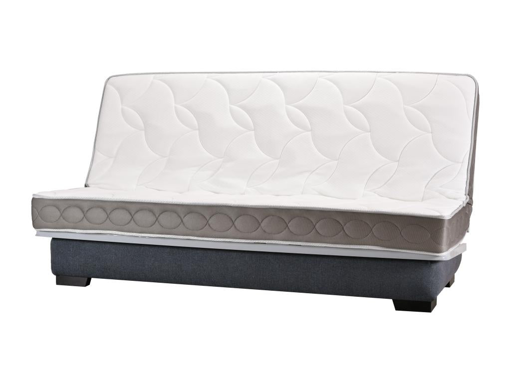 Canapé clic clac tissu avec rangement matelas Starlux 17cm Minel 207cm-Couleur Bleu nuit LTDM53441