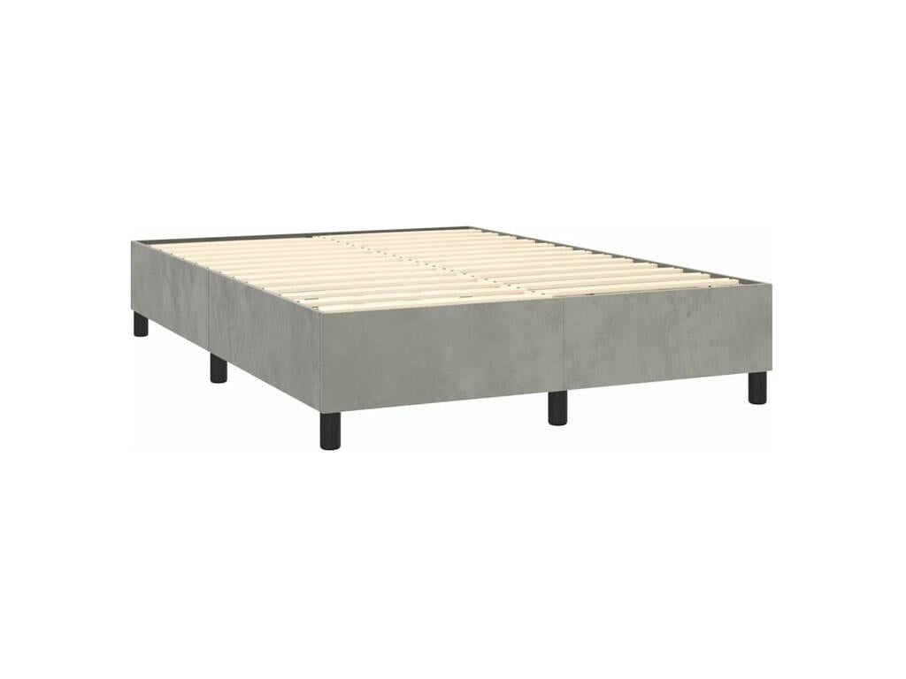 Sommier à Boislis de lit et matelas Gris clair 140x190 Velours WOWR06709