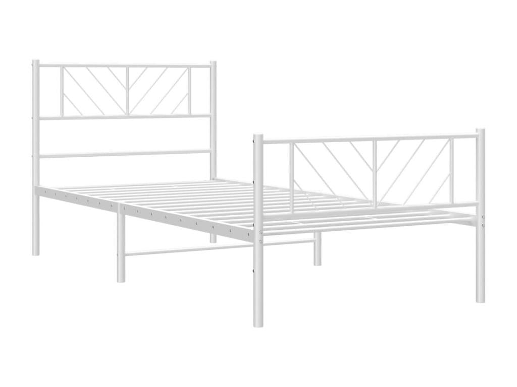 Cadre de lit métal avec tête de lit/pied de lit blanc 107x203cm WIBR77741