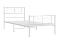 Cadre de lit métal avec tête de lit/pied de lit blanc 107x203cm WIBR77741