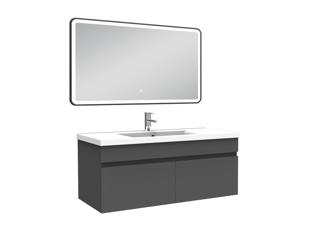 Meuble simple vasque 100cm avec miroir 3 couleurs dimmable anthracite DOGZ00973