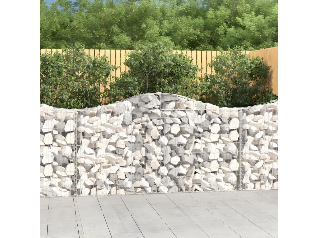 Paniers à gabions arqués 4 pièces 200x30x100/120 cm Fer galvanisé JOOB18662