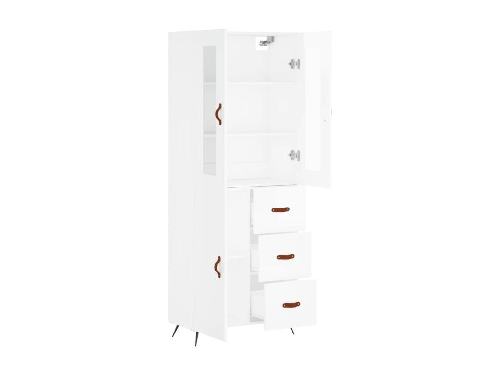 Buffet haut Blanc brillant 69,5x34x180 cm Bois d'ingénierie GBFT78299