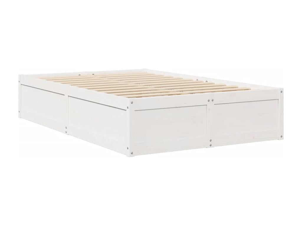 Cadre de lit Blanc 135x190 cm Bois de pin massif KMFQ82960