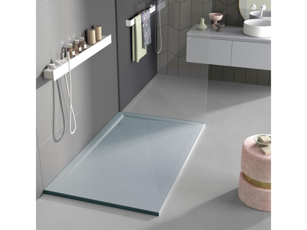 Receveur de douche Gris finition Lisse Boislis grille de couleur - 80x70 cm VRMW13602