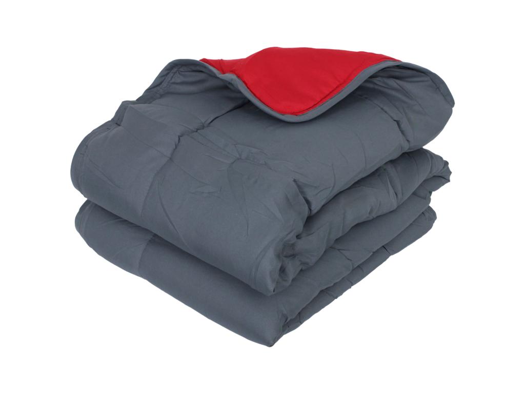 Couette été 240x220 cm Boislis BICOLORE Gris/Rouge garnissage fibre polyester 200 g/m2 NRLP78845