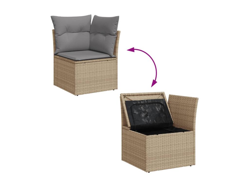 Salon de jardin avec coussins 8 pièces méBoislis beige résine tressée TGKL15078